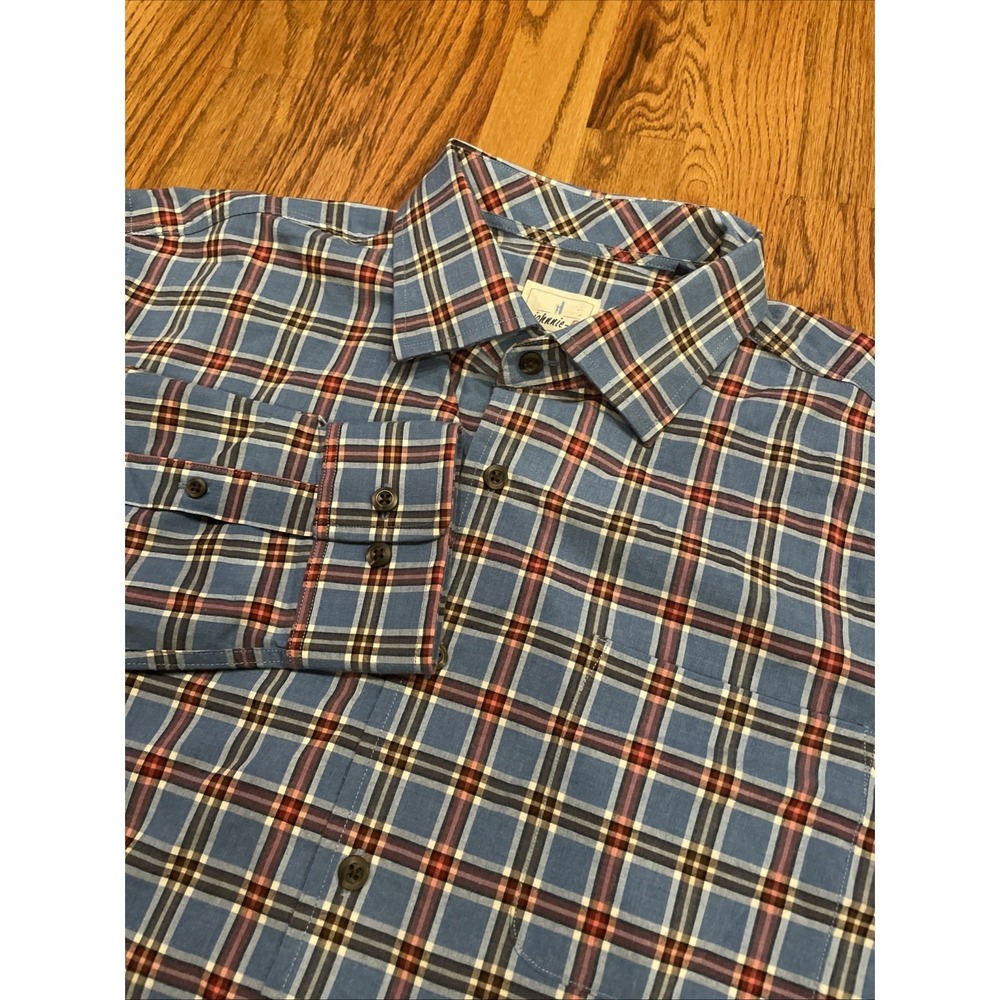 Johnnie-O Hangin' Out Men's York Button Up Shirt Blue Plaid Size Large